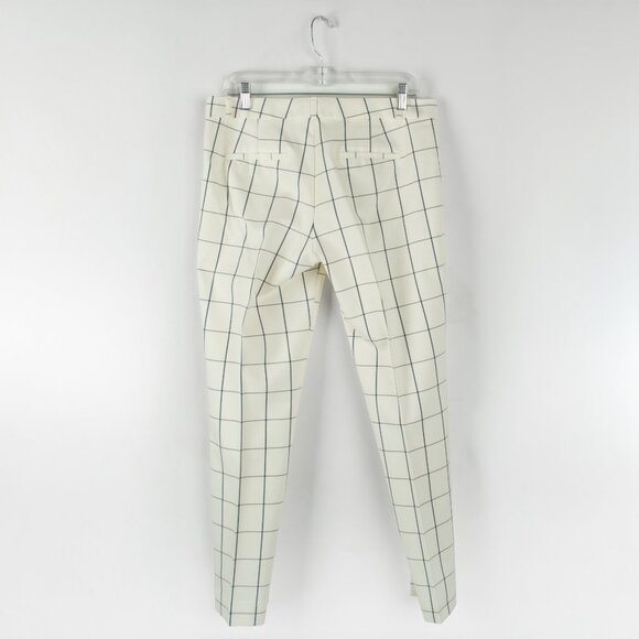 BANANA REPUBLIC Ryan Trousers Pants Ivory Windowpane Check Charcoal Gray 8 - Picture 2 of 5